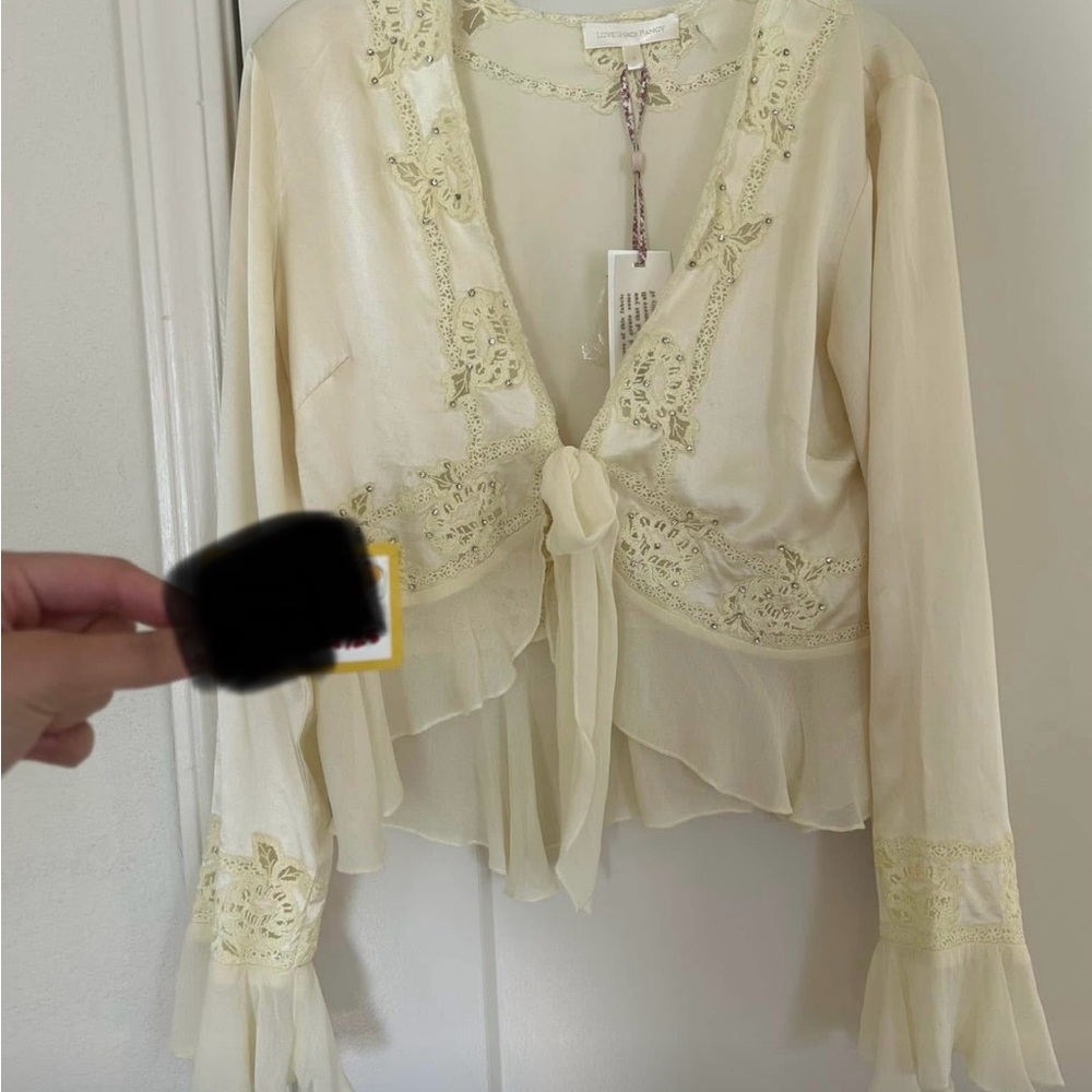 Elegant Cream Lace-Trimmed Women's Top